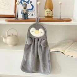 2 Ensembles De Serviettes En Peluche Molle Petit Pingouin Essuie La Serviette Grise + Bleue 40 25,5cm -Wenko || Grohe || HOMCOM Soldes 79294050 4