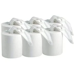 ESSUYAGE PAPIER BOBINE ESSUIE MAIN BLANCHE PURE OUATE 450 F - PAQUET DE 6 Bobines à Dévidage Central Ou Extérieur