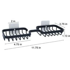 SVKBJROY Porte-Savon, Porte-Savon à Barre Porte-Savon Auto-adhésif Porte-Savon De Douche à Montage Mural Porte-Savon Drainant Pour Porte-éponge à Savon De Salle De Bain (Argent) -Wenko || Grohe || HOMCOM Soldes 79852915 3