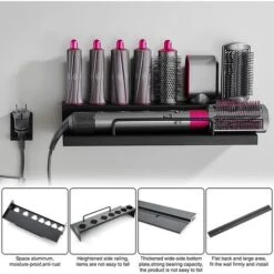SVKBJROY Support De Rangement Pour Dyson Airwrap Avec Magnétique, Pas De Perforation, Porte-sèche-cheveux, Montage Mural Pour Dyson Airwrap Styler, Fer à Friser Compatible Pour Dyson Airwrap Styler -Wenko || Grohe || HOMCOM Soldes 79852922 3