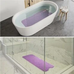 Tapis De Douche Antiderapant - 88cm X 56 Cm - Tapis De Baignoire Lavable En Machine Avec Ventouses Et Trous D’Évacuation - Tapis En Caoutchouc Antidérapant Et Anti-Moisissure Pour Enfants -Wenko || Grohe || HOMCOM Soldes 80348749 4