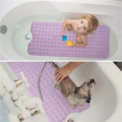 Tapis De Douche Antiderapant - 88cm X 56 Cm - Tapis De Baignoire Lavable En Machine Avec Ventouses Et Trous D’Évacuation - Tapis En Caoutchouc Antidérapant Et Anti-Moisissure Pour Enfants -Wenko || Grohe || HOMCOM Soldes 80348749 5