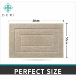 SVKBJROY Tapis De Bain Antidérapant,Tapis Salle Bain Moelleux En Microfibre,Absorbant L'eau,Lavable En Machine,Extra Epais Tapis De Douche Pour Salle De Bain,50 X 80 Cm,Beige -Wenko || Grohe || HOMCOM Soldes 80912948 5