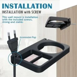 Sèche - Cheveux Muraux Et Porte - Fer, Support Mural Universel (noir) -Wenko || Grohe || HOMCOM Soldes 80970619 3