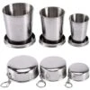 Gobelet Pliable En Acier Inoxydable, Lot De 3 Gobelets De Camping En Acier Inoxydable, 75 Ml/150 Ml/250 Ml, Gobelet Télescopique Avec Porte-clés, Portable En Plein Air, Camping, Gobelet Pliable, Pour -Wenko || Grohe || HOMCOM Soldes 81272168 1