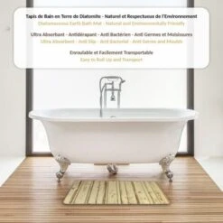 SOLDELA® Tapis De Bain Diatominte - Absorbant, Antidérapant Et Antibactérien - 60 X 39 Cm - Effet Bois -Wenko || Grohe || HOMCOM Soldes 81923212 3