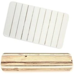 SOLDELA® Tapis De Bain Diatominte - Absorbant, Antidérapant Et Antibactérien - 60 X 39 Cm - Effet Bois -Wenko || Grohe || HOMCOM Soldes 81923212 4