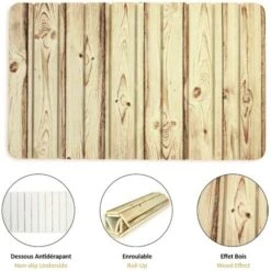 SOLDELA® Tapis De Bain Diatominte - Absorbant, Antidérapant Et Antibactérien - 60 X 39 Cm - Effet Bois -Wenko || Grohe || HOMCOM Soldes 81923212 5