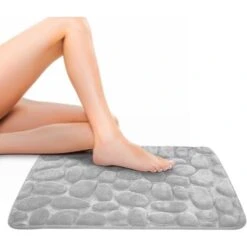 Tapis Relief Antidérapant 60x45 Cm - Mousse à Mémoire De Forme - Motif Galets