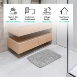 Tapis Relief Antidérapant 60x45 Cm - Mousse à Mémoire De Forme - Motif Galets -Wenko || Grohe || HOMCOM Soldes 81923238 3