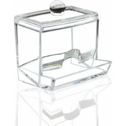 Distributeur Cotons-tiges Acryliques Support Coton-tige En Plastique Boite Coton-tige Transparent Boîte De Rangement Pour Coton Tige Bijoux Avec Couvercle, Adapté Aux Cotons-tiges, Disques De Coton -