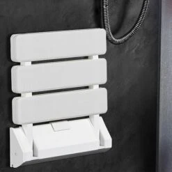 Siège Rabattable Pour Douche Mural Capacité De Charge 130 Kg Siège De Douche Repliable Tabouret Pliant Pour Salle De Bain Tabouret Mural Rabattable Blanc