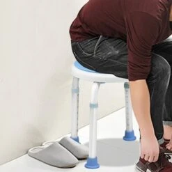 AUFUN Tabouret De Douche Avec Poignée En Alu Et Plastique, Hauteur Réglable 37-53 Cm, Chaise De Douche Pivotante à 360 ° Pour Douche Antidérapante -Wenko || Grohe || HOMCOM Soldes 83907179 5