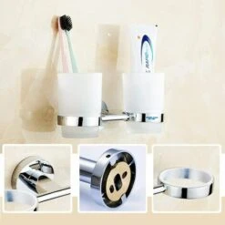 Porte-Brosse à Dents Porte-gobelet (Gobelets Doubles) -Wenko || Grohe || HOMCOM Soldes 85564987 5