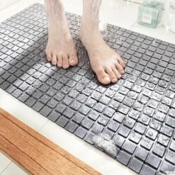 Tapis De Douche - 70 X 40 Cm Tapis Douche Antidérapant Avec Ventouse Peut être Adsorbé Sur Le Sol Lisse - Le Tapis Baignoire Convient à La Baignoire Et à La Salle De Bain (Gris)