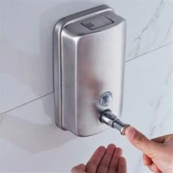 500ml Distributeur De Savon Mural, Distributeur De Savon Salle De Bain En Acier Inoxydable Ou Cuisine Boîte De Savon Liquide Manuel Fixé -Wenko || Grohe || HOMCOM Soldes 85567266 5