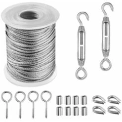 Câble Acier Inoxydable,Corde En Acier Inoxydable à Suspendre,File A Linge Extérieur,Corde à Linge Acier Exterieur,Câble Métallique Extérieur,Corde à Linge