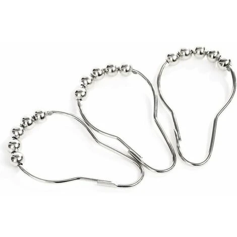 DHKLFA -- Crochets Anneaux De Rideau De Douche En Acier Inoxydable Chromé -12pcs 5 DHKLFA -- Crochets Anneaux De Rideau De Douche En Acier Inoxydable Chromé -12pcs – Image 3