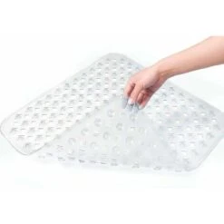 Tapis De Bain De Douche, 53x53cm Tapis De Baignoire Antidérapant, Tapis De Douches Antiderapant Carré à Ventouses, Anti Glisse Tapis, Lavable En Machine, Transparent