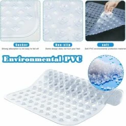 Tapis De Bain De Douche, 53x53cm Tapis De Baignoire Antidérapant, Tapis De Douches Antiderapant Carré à Ventouses, Anti Glisse Tapis, Lavable En Machine, Transparent -Wenko || Grohe || HOMCOM Soldes 87910772 3