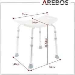 AREBOS Siège De Douche Tabouret De Douche à Hauteur Réglable Chaise De Douche Aluminium 11 AREBOS Siège De Douche Tabouret De Douche à Hauteur Réglable Chaise De Douche Aluminium -Wenko || Grohe || HOMCOM Soldes 8826087 5
