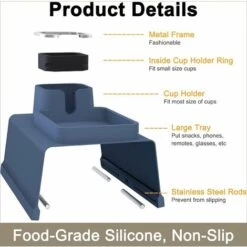 Plateau De Bras De Canapé, Plateau De Bras De Canapé En Silicone Avec Porte-gobelet Pour Canapé, Porte-gobelet Antidérapant, Téléphones Et Support à Distance (bleu) -Wenko || Grohe || HOMCOM Soldes 88373542 5