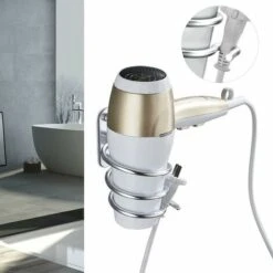Support De Sèche-Cheveux,Porte Sèche-Cheveux Mural,Support Pour Sèche-Cheveux Pour Montage Mural Avec Perçage Pour Hôtel, Salle De Bain, WC, Barbier Aluminium,C -Wenko || Grohe || HOMCOM Soldes 88673679 4