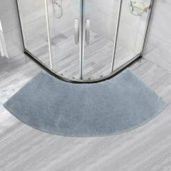 Tapis De Salle De Bain, Petit Tapi De Douche Arrondi En Quart De Cercle, Microfibre, Super Absorbant Antiderapant Tapis De Bain Confortable Paroi De Baignoire（gris）
