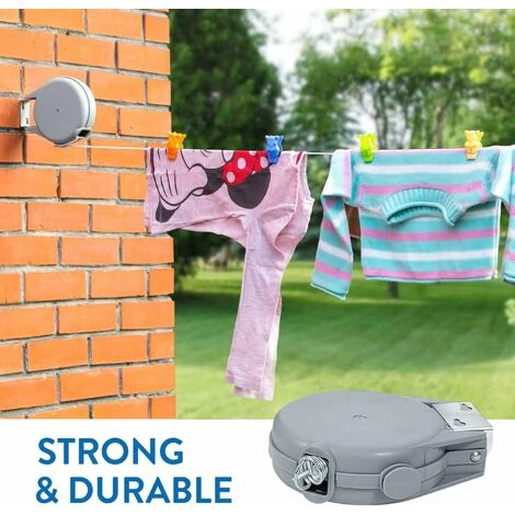 Long, Corde à Linge Rétractable De 12 M Pour Vêtements, Étendoir à Linge Très Robuste Et Résistant, Mécanisme Rétractable Automatique, Installation Facile Sur Murs, Séchoir De Jardin 5 Long, Corde à Linge Rétractable De 12 M Pour Vêtements, Étendoir à Linge Très Robuste Et Résistant, Mécanisme Rétractable Automatique, Installation Facile Sur Murs, Séchoir De Jardin – Image 3