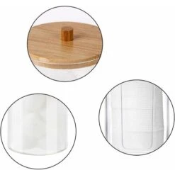 3 Pièces Cotons-tiges Organisateur Boîte De Distributeur De Coton-tige Boule De Coton Cylindre De Stockage Réservoir Transparent Avec Couvercles En Bambou -Wenko || Grohe || HOMCOM Soldes 90259548 4