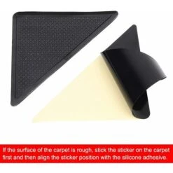 Antidérapant Tapis 4 Paire Moquette Stickers Réutilisable Autocollant Rug Grippers Pour Cuisine Bureau Salon Sous Tapis Antiglisse Noir -Wenko || Grohe || HOMCOM Soldes 90400648 3