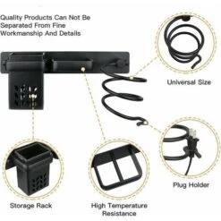 Sèche-Cheveux Salle De Bain Rangement Porte Accessoires Support Organisateur Ensemble Et Lisseur Accessoire Mural Professionnel En Aluminium Pour,D'étagère Avec Trous Pour Argenté Noir -Wenko || Grohe || HOMCOM Soldes 90599769 2