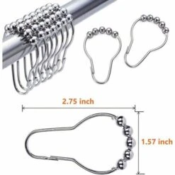 Ensemble De 12 Crochets Crochets Pour Rideaux De Douche Anneaux Pour Rideaux En Acier Inoxydable Avec Boules En Métal Poli Anneaux Pour Rideaux Robustes Pour Salles De Bains -Wenko || Grohe || HOMCOM Soldes 90673445 3