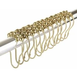 70 X 40 Mm Couleur Or Lot De 12 Anneaux De Rideau De Douche En Acier Inoxydable Avec Système Coulissant, 12 Crochets Simples