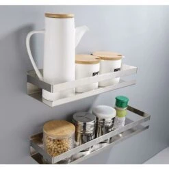 Storage Shelf, Shower Shelf, Without Drilling, Bathroom Shelf Stainless Steel, Self-adhesive, Brushed 30 Cm 1 Piece -Wenko || Grohe || HOMCOM Soldes 91610682 3