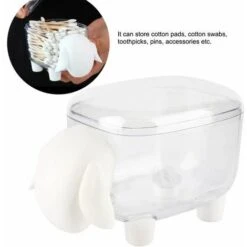 Boite à Coton, Tiges Holder Box En Plastique Avec Couvercle Boîte De Rangement Pour Cotons Ou Maquillage Cosmétiques, Transparent, Blanc -Wenko || Grohe || HOMCOM Soldes 92281118 3