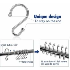 Lot De 12 Crochets En Forme De S En Métal, Résistants à La Rouille, Pour Rideaux De Douche, Ustensiles De Cuisine, Vêtements, Serviettes, Etc. (chrome) -Wenko || Grohe || HOMCOM Soldes 92841875 3