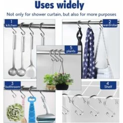 Lot De 12 Crochets En Forme De S En Métal, Résistants à La Rouille, Pour Rideaux De Douche, Ustensiles De Cuisine, Vêtements, Serviettes, Etc. (chrome) -Wenko || Grohe || HOMCOM Soldes 92841875 5