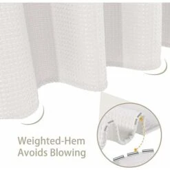 Blue Dream 80x180CM (Blanc) Rideau De Douche Gaufre Avec Anneaux En Métal Rideau De Douche Baignoire Anti Moisissure Tissu Rideau Salle De Bain Robuste Pour Baignoire Cabine De Douche, Ourlet Lesté -Wenko || Grohe || HOMCOM Soldes 92842096 5