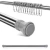 Meykoers Tringle à Rideau De Douche En Acier Inoxydable 70-110cm, Sans Perçage Télescopique Barre De Douche, Avec 12 Anneaux De Rideaux De Douche -Wenko || Grohe || HOMCOM Soldes 92910347 1