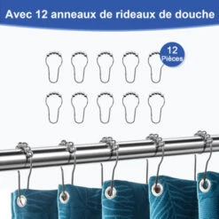 Meykoers Tringle à Rideau De Douche En Acier Inoxydable 70-110cm, Sans Perçage Télescopique Barre De Douche, Avec 12 Anneaux De Rideaux De Douche -Wenko || Grohe || HOMCOM Soldes 92910347 4