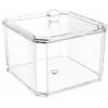 Bote à Coton Tige, Bote Acrylique Transparente Poue Coton Tige, Bote De Rangement Pour Coton Tige Bijoux, Conteneur D'Organisateur De Stockage De Maquillage Cosmétique Avec Le Couvercle