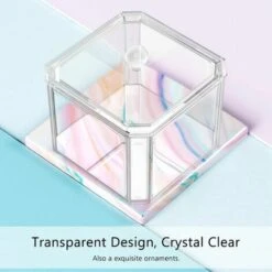 Bote à Coton Tige, Bote Acrylique Transparente Poue Coton Tige, Bote De Rangement Pour Coton Tige Bijoux, Conteneur D'Organisateur De Stockage De Maquillage Cosmétique Avec Le Couvercle -Wenko || Grohe || HOMCOM Soldes 92938708 3