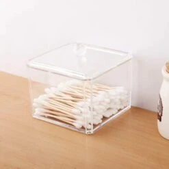 Bote à Coton Tige, Bote Acrylique Transparente Poue Coton Tige, Bote De Rangement Pour Coton Tige Bijoux, Conteneur D'Organisateur De Stockage De Maquillage Cosmétique Avec Le Couvercle -Wenko || Grohe || HOMCOM Soldes 92938708 5