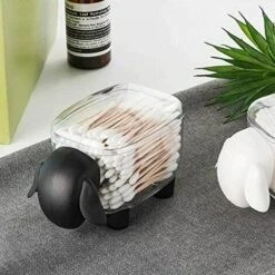 Mouton Boîte à Cases Rangement Maquillage Transparent Pour Coton Tige Et Coton, Porte-Cure-Dents Distributeur De Cure-Dents Noir -Wenko || Grohe || HOMCOM Soldes 93241953 3