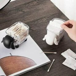 Mouton Boîte à Cases Rangement Maquillage Transparent Pour Coton Tige Et Coton, Porte-Cure-Dents Distributeur De Cure-Dents Noir -Wenko || Grohe || HOMCOM Soldes 93241953 5