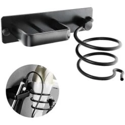 Porte-sèche-cheveux En Aluminium Et Porte-lisseur Pour Sèche-cheveux (taille : Noir)