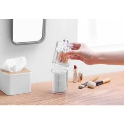 Boîte à Coton-tige En Plastique Organisateur Double Couche Combinaison Cristal Boîte à Coton-tige Ronde Boîte à Démaquiller Boîte à Bijoux Transparente-2pcs -Wenko || Grohe || HOMCOM Soldes 93405978 5