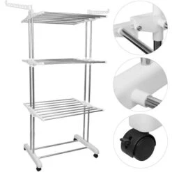 GUOYIHUA® Etendoir à Linge Peu Encombrant, Étendoir à Linge Interieur Pliable Avec Roues Pour Intérieur Et Extérieur, Support Pour Les Petits Objets. Blanc 11 GUOYIHUA® Etendoir à Linge Peu Encombrant, Étendoir à Linge Interieur Pliable Avec Roues Pour Intérieur Et Extérieur, Support Pour Les Petits Objets. Blanc -Wenko || Grohe || HOMCOM Soldes 93886600 5