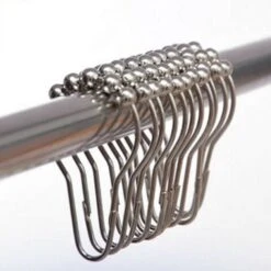 Anneaux De Douche En Gourde 24 Pièces, Anneaux De Rideau De Douche En Métal Chromé Lisse De Haute Qualité Avec Boules Coulissantes Pour Tringles De Douche